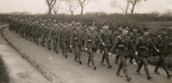 ON THE MARCH: 18th Battalion, Durham Light Infantry on a route march in County Durham during training at the end of 1914. Picture: Durham Record Office DRO: D/DLI 2/18/24(25)