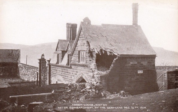 ABBEY ATTACKED: The Lodge at Whitby Abbey was hit a few minutes after the warships finished with Scarborough