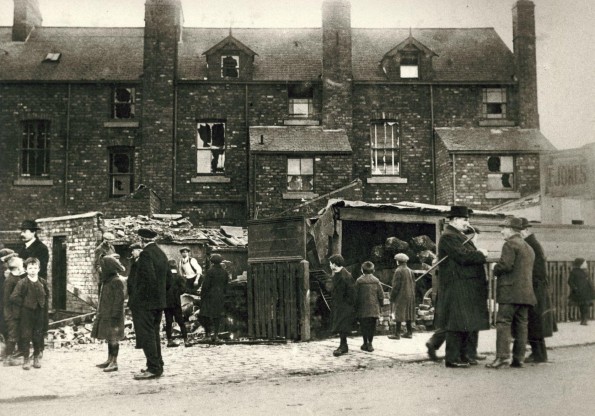 BOMB DAMAGE: Rugby Terrace, West Hartlepool, after it was hit by shells on December 16, 1914