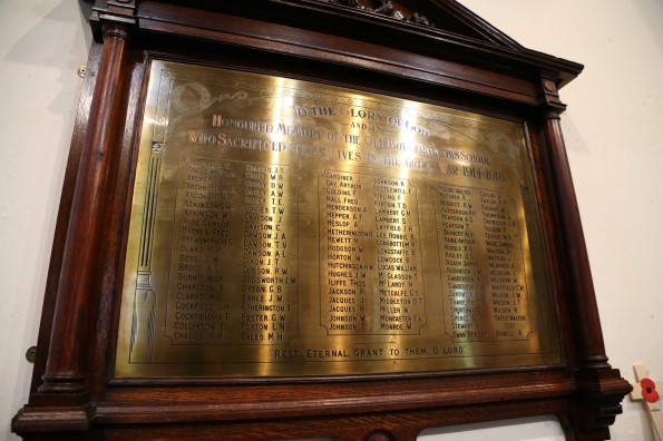 The roll of honour dedicated to former pupils of St John's School, in Darlington