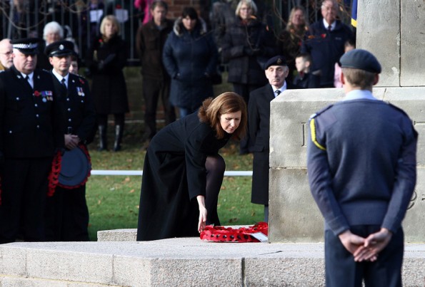 FALLEN HONOURED: Jenny Chapman MP lays at wreath at the cenotaph in Darlington