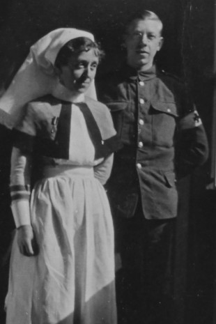 WAR SERVICE: Nurse Kate Maxey, with a medical orderly, during the First World War