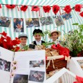 STALLS: Children from local schools set up WW1 food stalls in Durham Market Place as part of Durham Farmers' Market Pictured Jackson Stevenson, Regan Bowman, and Robyn Pipe, from Easington Colliery Primary School. Picture: SARAH CALDECOTT