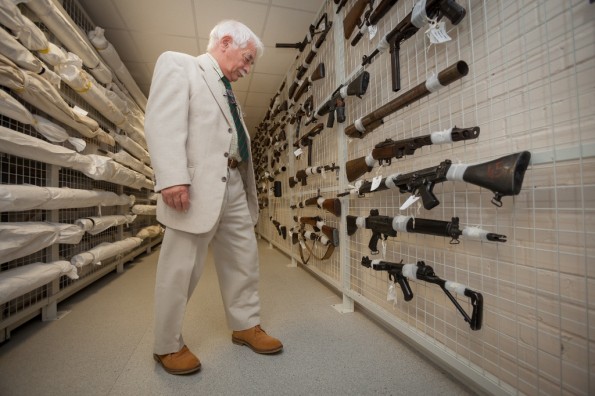 Examining the collection of weaponry held at Sevenhills in Spennymoor