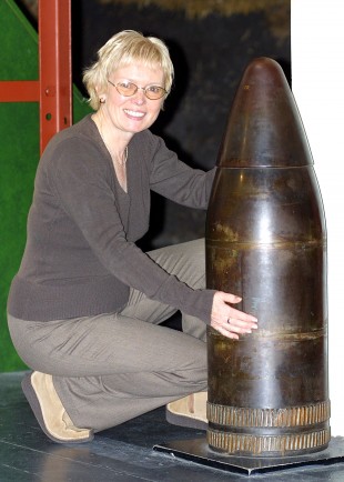 SHE SELLS SEA SHELLS: Museum assistant Mavis Garnett with one of the largest shells which landed in Hartlepool