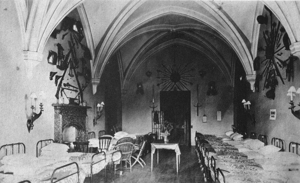 The Barons Hall in 1917 at Brancepeth Castle, when it was used as a hospital during the First World War
