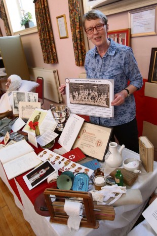 LOCAL HISTORY: Eileen Brereton with a display of British Red Cross artefacts at a Great War exhibition in Stokesley Town Hall. Picture: TOM BANKS
