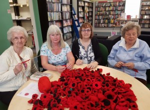 Bowburn Knit and Natter Group's Elizabeth Taylor, Hilary Mason, Joyce Garner, Jean Shields, the group contributed more than 600 poppies