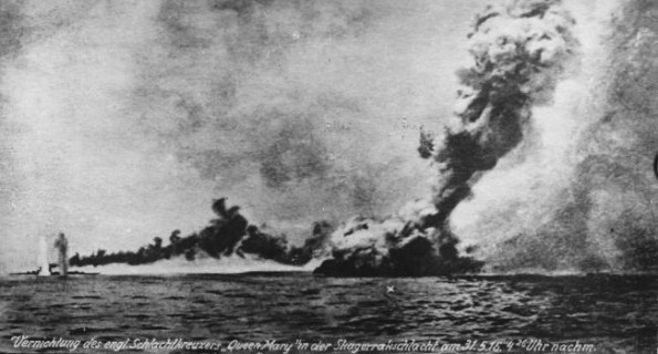 GOING DOWN: A German postcard showing the explosion of HMS Queen Mary during the Battle of Jutland