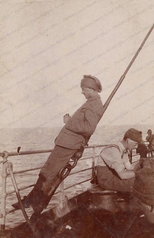PALS: Durham Pals' soldiers on submarine watch as they cross the Mediterranean. Copyright Durham County Record Office D/DLI 2/18/24(203). Reproduced by permission of Durham County Record Office and the Trustees of the former DLI