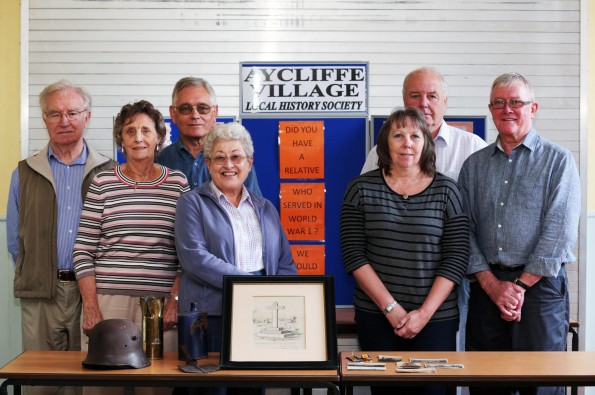 Aycliffe Village Local History Society is staging a series of event to commemorate the centenary of the First World War . From left, Harry Mosses, Audrey Moses, David Lewis, Elizabeth Lewis, Vivien Ellis, David Baker and Denis Dryden.
