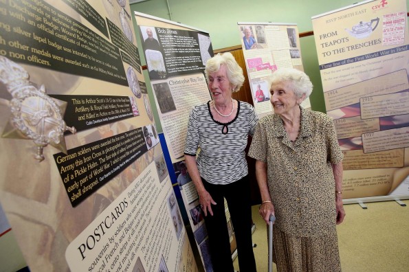 LOOKING BACK: Brenda Cole, right, and Edith Forsyth enjoy the exhibition at Chester-le-Street Library