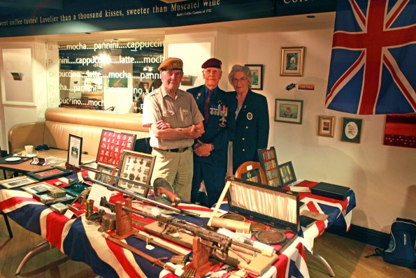 WAR MEMORABILIA: John Philpott, Norman Horton and Joyce Santon from the Darlington Veterans Club host a WW1 exhibition in Binns.Picture:SARAH CALDECOTT