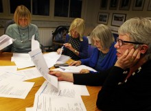 POETRY JUDGING: Ladies from Vane Women judging the Northern Echo Poetry competition pictured from left Marilyn Longstaff, Dorothy Long, Jackie Litherlind and Lindsay Balderson. Picture: SARAH CALDECOTT