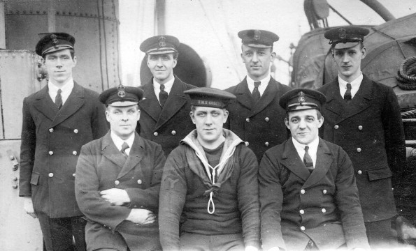 THE CREW OF THE GODETIA: Alg Wilkinson is second from the right on the back row, but in the centre of the front row is Dave Allen of Seahouses. On January 29, 1919, he had a leg amputated after an accident on board with an anchor chain. He retired to Seahouses, ran a barber-cum-tobacconist’s shop and lived in a bungalow called Godetia
