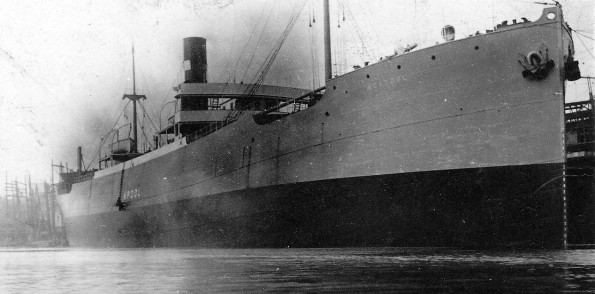 SS SEAPOOL: Alg's third ship, seen here in Ropner's shipyard in Stockton at the time of launch in October 1913