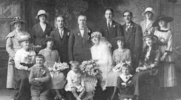 BACK TO LIFE: Wedding day, 1920: Bill, wearing his Fusiliers cap badge on his lapel, married Mabel at Thornaby Baptist Church
