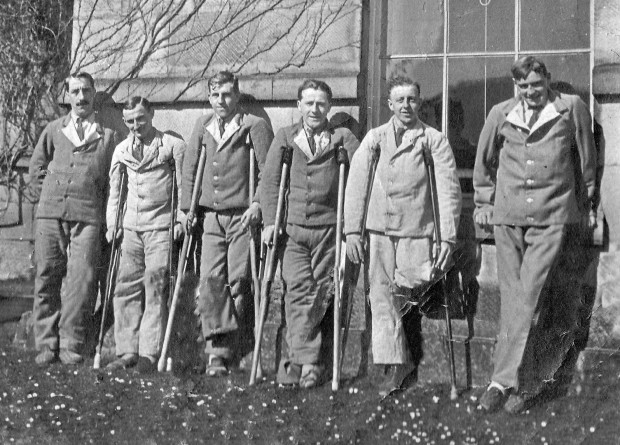  LOST LIMBS: Bill Bailey is second from the right in this picture taken in early 1918 following the amputation of his leg. It was taken outside the Somme Hut at Willersley Castle Hospital at Cromford, near Matlock, Derbyshire.