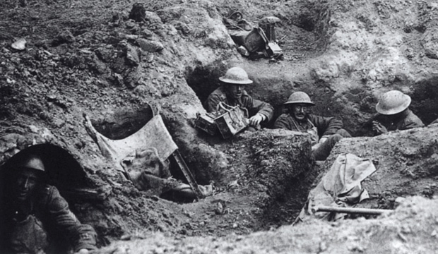 Soldiers in trenches on the Western Front