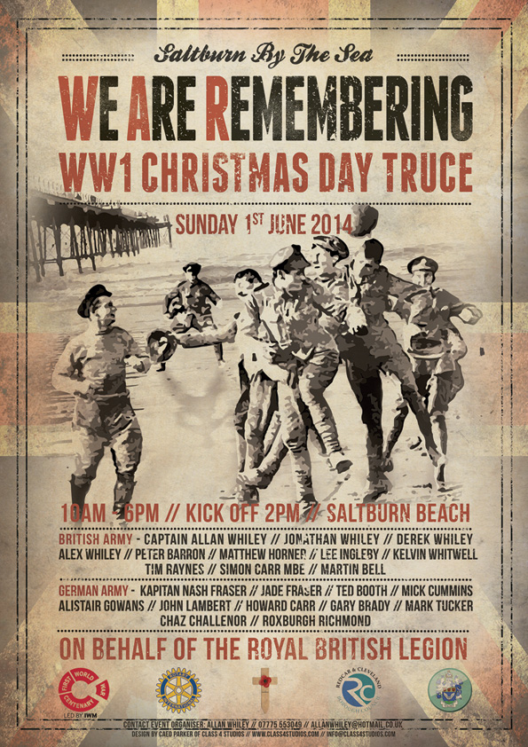 The Christmas Day truce of 1914 will be recreated on Saltburn beach this Sunday