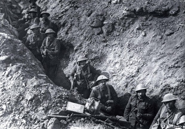 Soldiers in the trenches, believed to be at Ypres